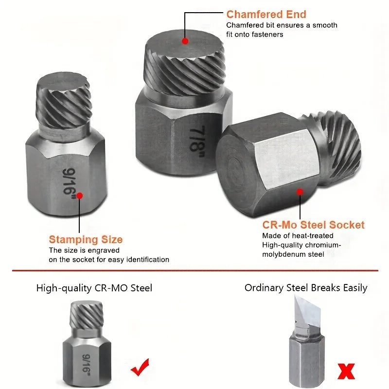 25PCS Screw Extractor Set, Hex Head Multi-Spline Easy Out Bolt Extractor Tool,for Removing Broken Studs Bolts Socket Screws
