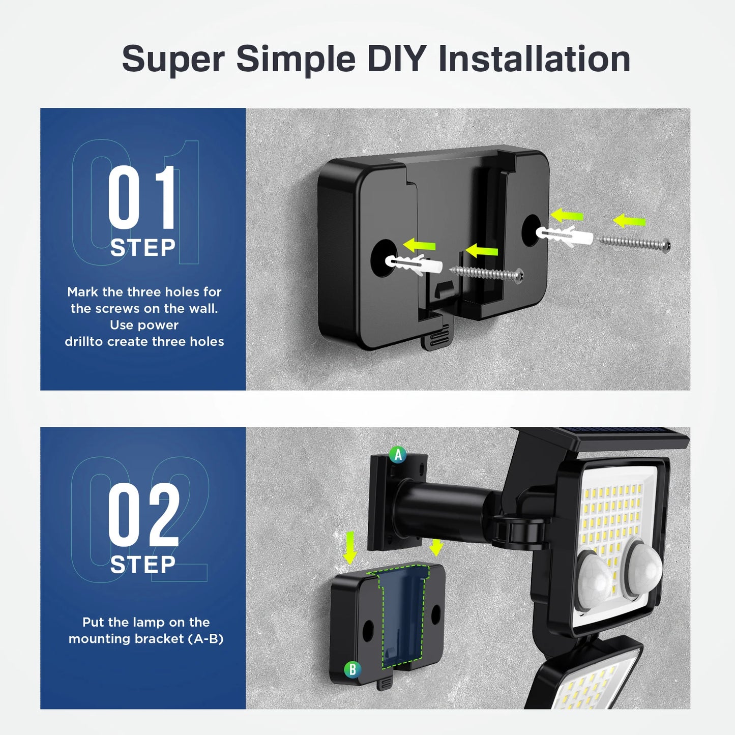 Solar Outdoor Lights - 3000LM 188 LED Motion Sensor Lights Solar Flood Security Lights