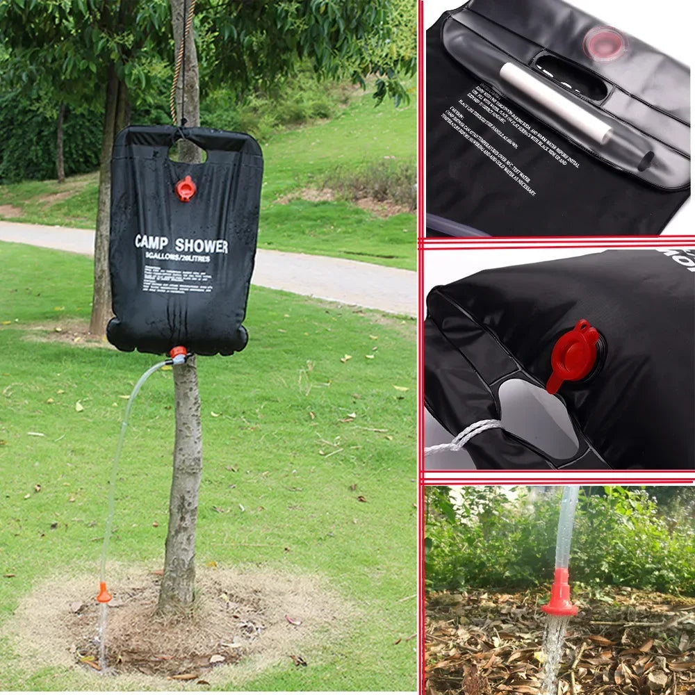 20L Portable Camping Shower  Outdoor Travel Hiking Cycling Beach Swimming Solar Heated
