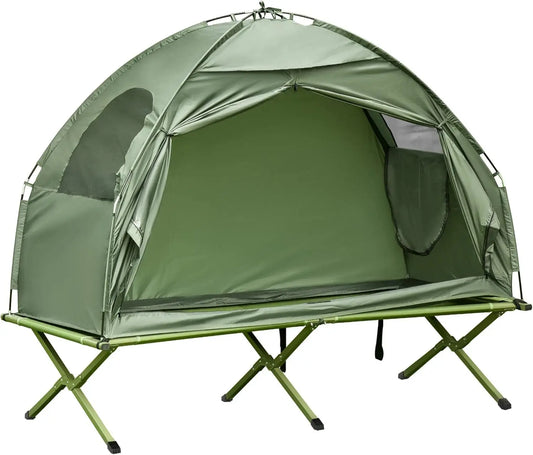Camping Tent Cot, Single Person Folding Cot Combo, Off-Ground Tent, Covered Outdoor Bed With Carry Bag For Hiking, Camping