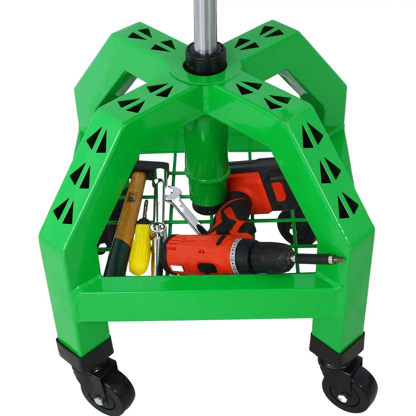Heavy-Duty 360° Swivel Mechanic Stool with Casters - Rolling Seat for Garage & Shop, Green