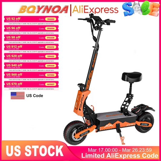 GT08 Electric Scooter 5600W Dual Motor 50MPH 50Miles Range Off-Road Tires
