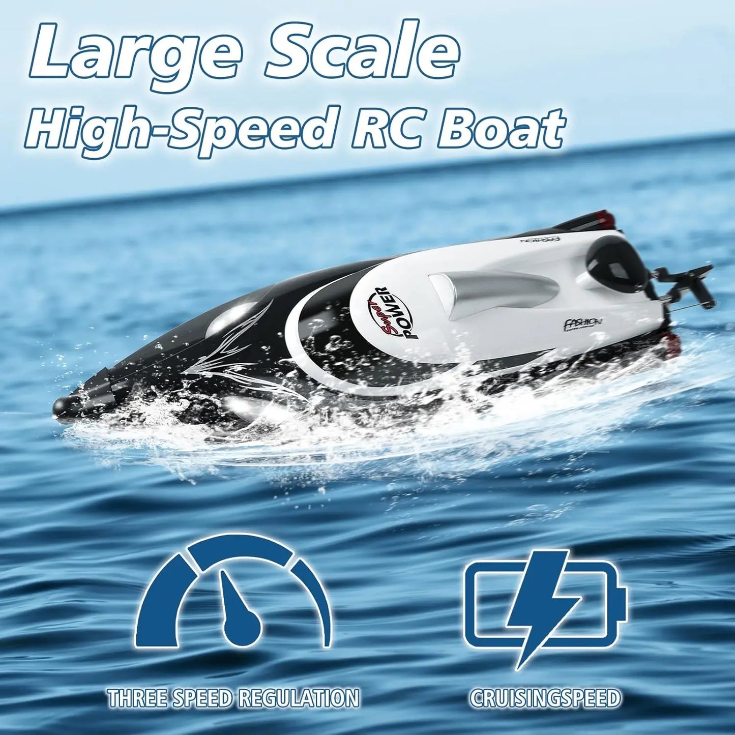 Boat-Remote Control Boat for Adults-High Speed 35+ KPH RC Boat for Pool-Toys for Ages 8-13 (Black)