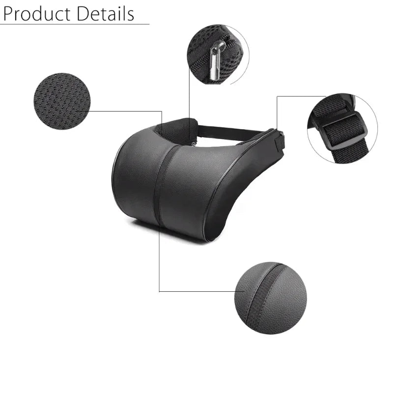 Car Seat Headrest Travel Rest Neck Pillow PU Leather Memory Foam Cushion for Auto Neck Support