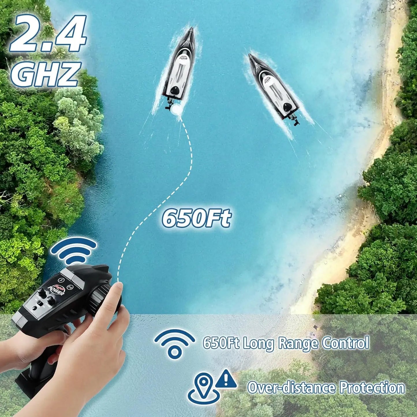 Boat-Remote Control Boat for Adults-High Speed 35+ KPH RC Boat for Pool-Toys for Ages 8-13 (Black)