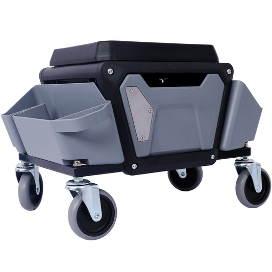 Heavy Duty Mechanic Stool with 330lbs Load Capability, Garage Stool with Wheels, Rolling Creeper with Soft Rubber Cushion Seatin