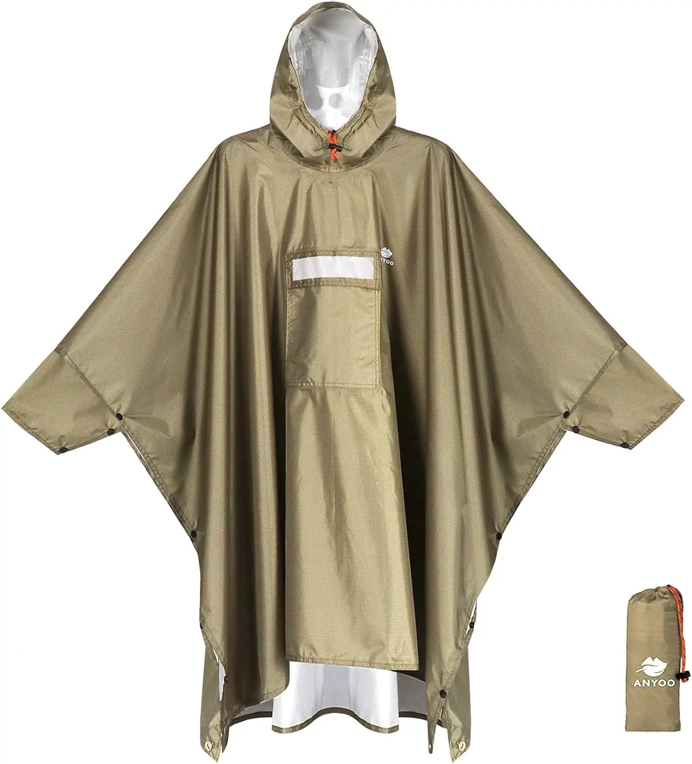 Hooded Rain Poncho for Adults Waterproof Lightweight Rain Coat for Men Women Reusable Rain Jacket for Emergency Outdoor