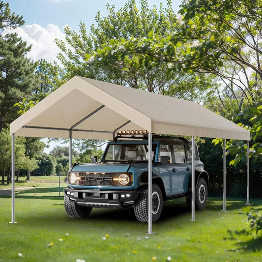 10x20 FT Carport Heavy Duty Portable Garage, Upgraded Car Canopy Shelter Patry Tent with Steel Frame for SUV, Car, Truck and Tra