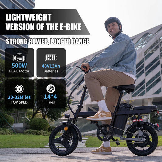 Electric Bike for Adults, 48V 15AH Removable Battery,20MPH 35Miles 500W Brushless Motor Commuting Motorcycle Ebike for Women Men