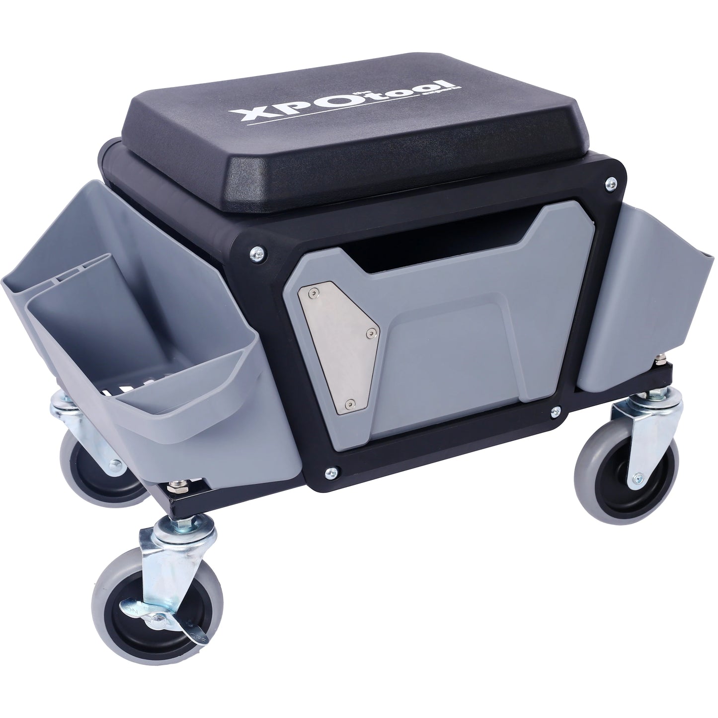 Heavy Duty Mechanic Stool with 330lbs Load Capability, Garage Stool with Wheels, Rolling Creeper with Soft Rubber Cushion Seatin