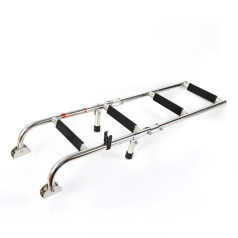 Boat Ladder 4 Steps Extension Folding Pontoon Ladder Stainless Steel