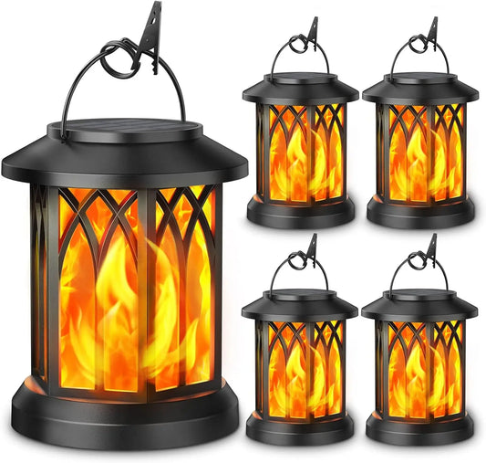2/4 Pack Upgraded Flickering Flame Solar Lanterns Lights Outdoor, Solar Powered Lanterns