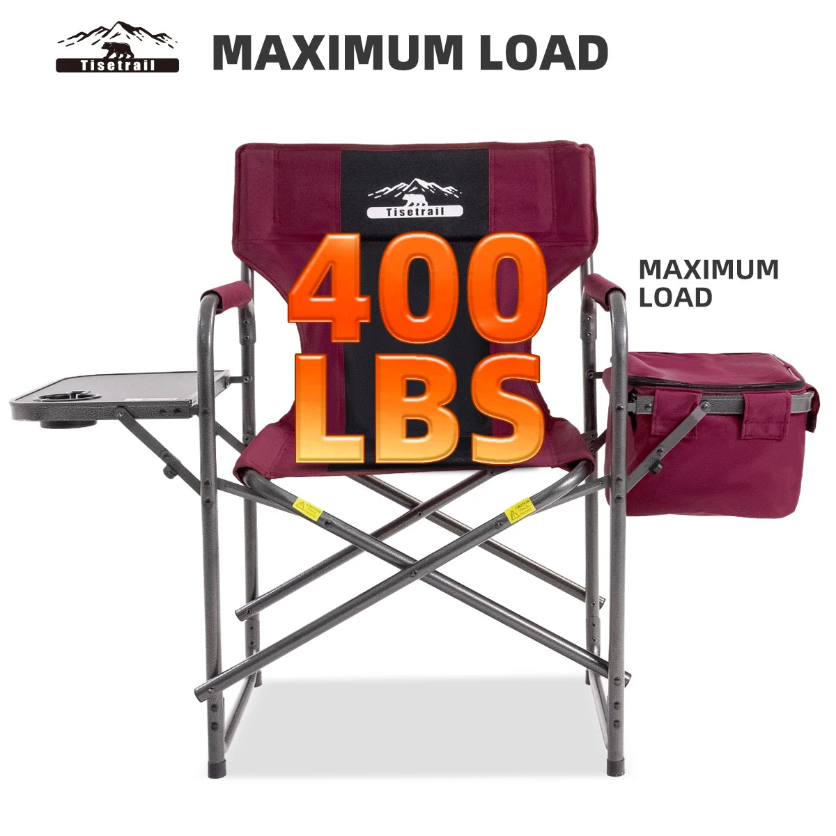 Director Camping Chair with Cooler Bag Camping Directors Chair with Foldable Side Tray