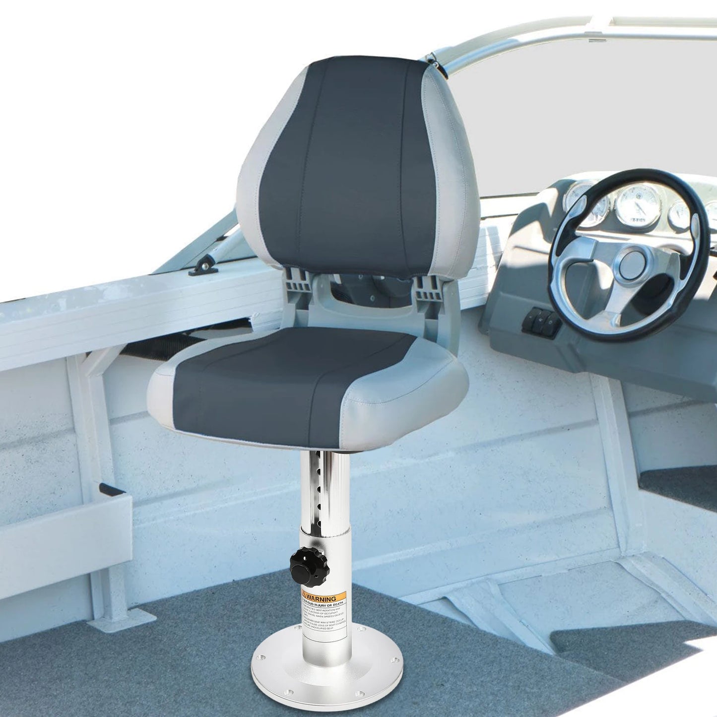Adjustable Boat Seat Pedestal, Aluminum Alloy Adjustable Height 360° Swivel Fore/AFT Slide